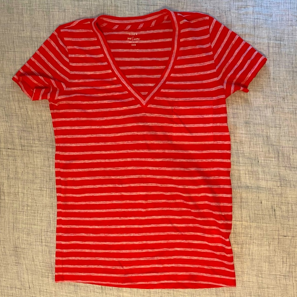 NWOT J crew linen striped tee. Never worn!